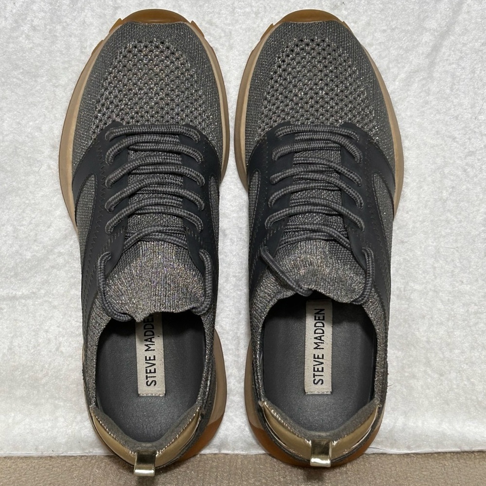 Steve Madden Womens Grey Wealthy Knit Casual Fashion Sneakers Shoes SZ 9M - Picture 5 of 11